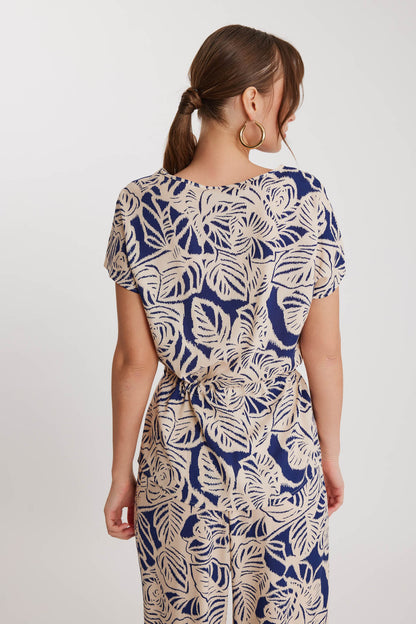 SHORT SLEEVE BLOUSE WITH PATTERN