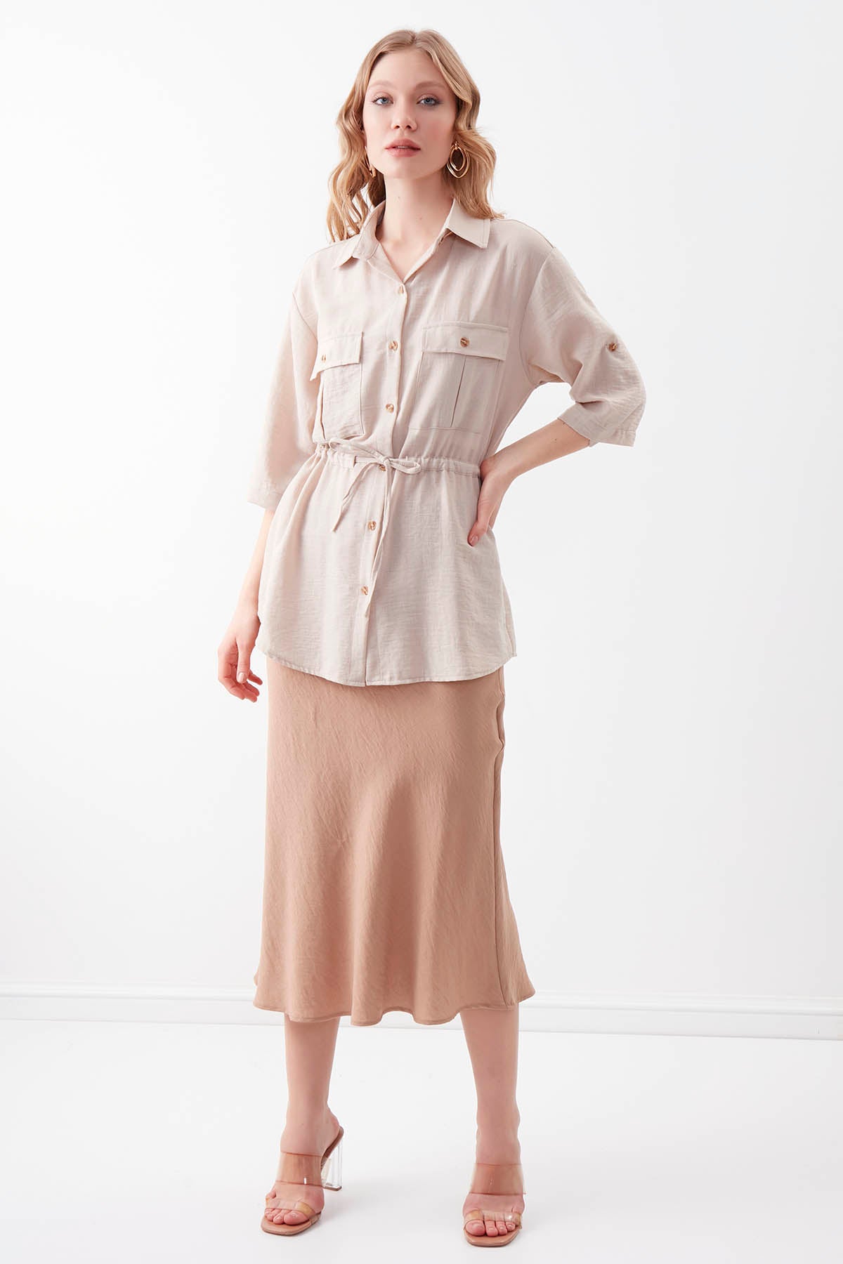 VISCOSE LINEN SHIRT WITH COVER POCKET