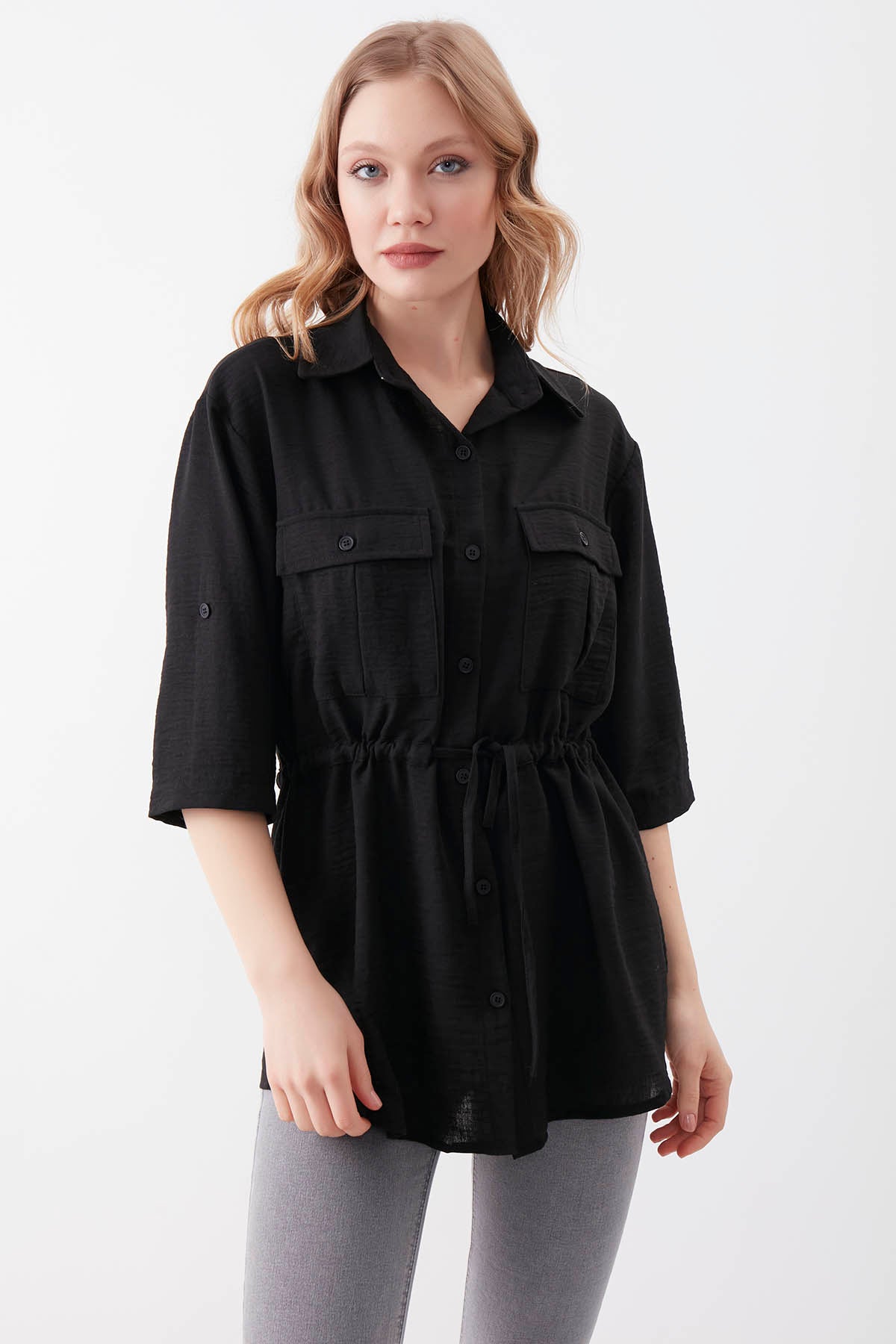VISCOSE LINEN SHIRT WITH COVER POCKET