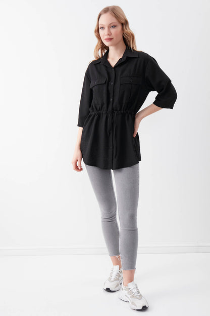 VISCOSE LINEN SHIRT WITH COVER POCKET