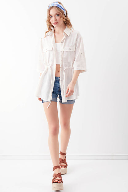 VISCOSE LINEN SHIRT WITH COVER POCKET