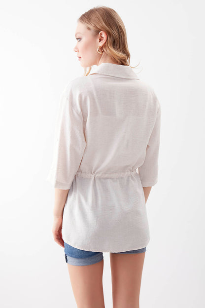 VISCOSE LINEN SHIRT WITH COVER POCKET
