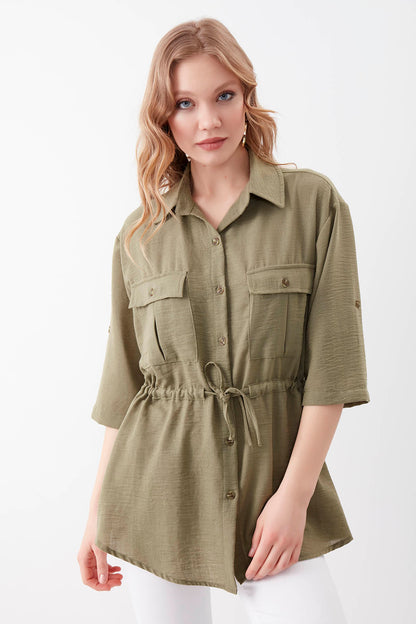 VISCOSE LINEN SHIRT WITH COVER POCKET