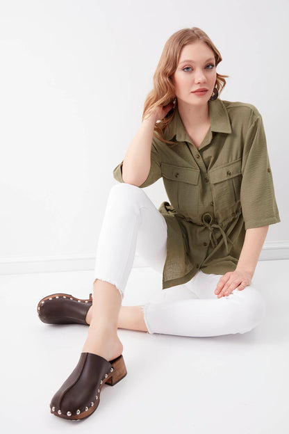 VISCOSE LINEN SHIRT WITH COVER POCKET