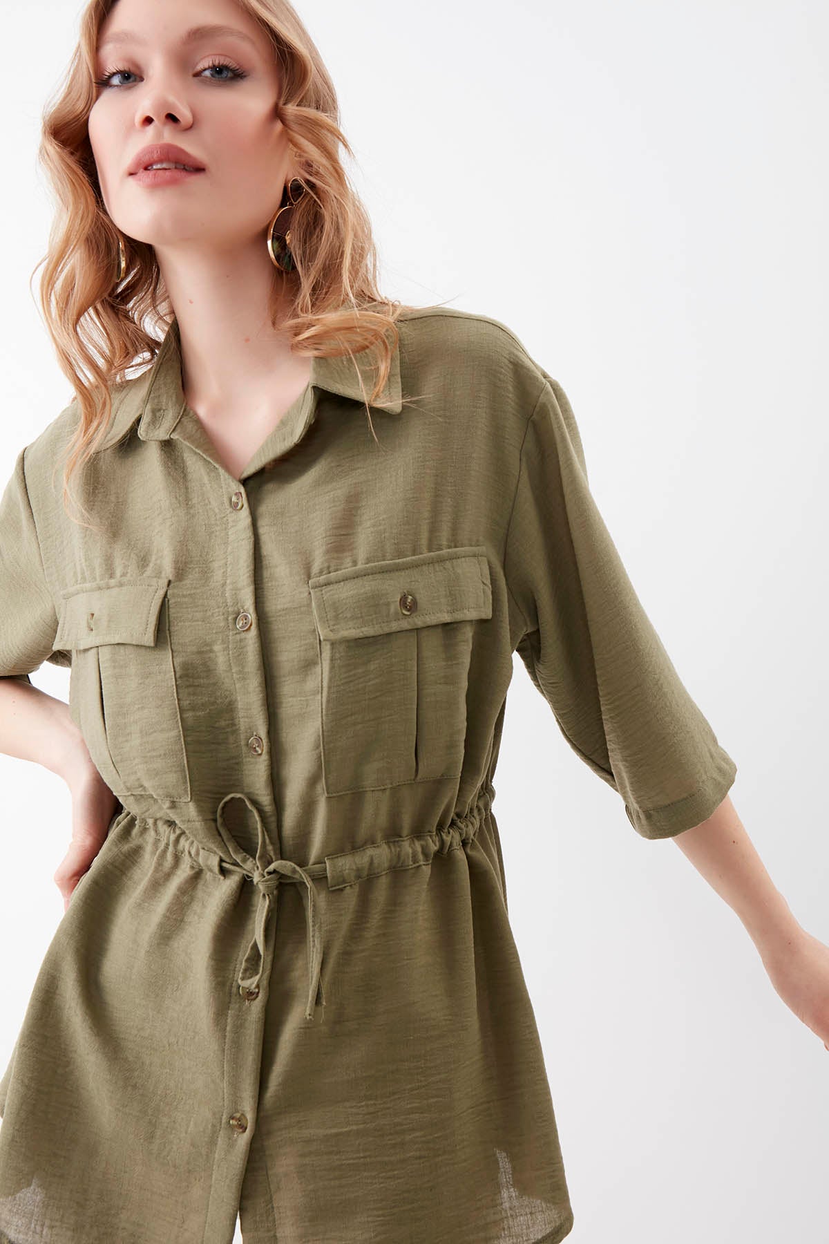 VISCOSE LINEN SHIRT WITH COVER POCKET