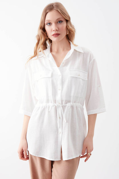 VISCOSE LINEN SHIRT WITH COVER POCKET
