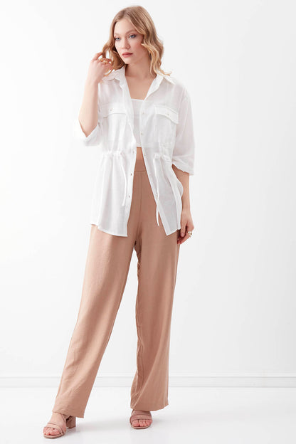 VISCOSE LINEN SHIRT WITH COVER POCKET