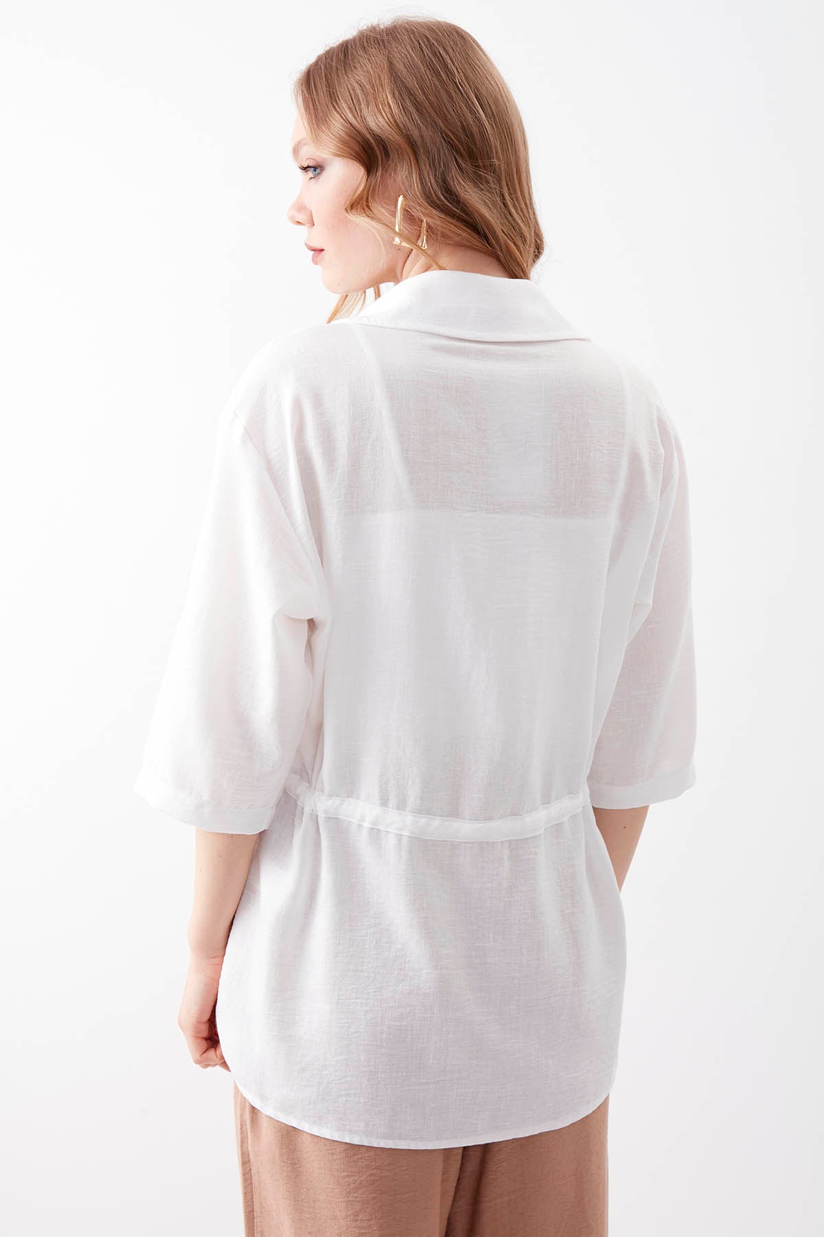 VISCOSE LINEN SHIRT WITH COVER POCKET
