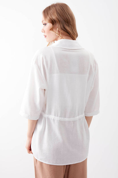 VISCOSE LINEN SHIRT WITH COVER POCKET
