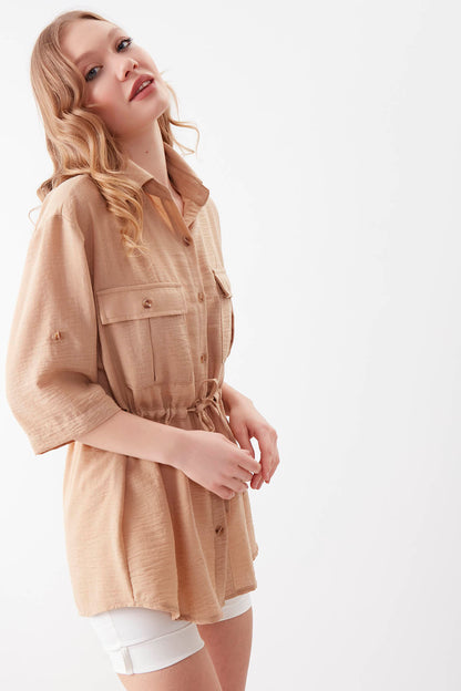 VISCOSE LINEN SHIRT WITH COVER POCKET