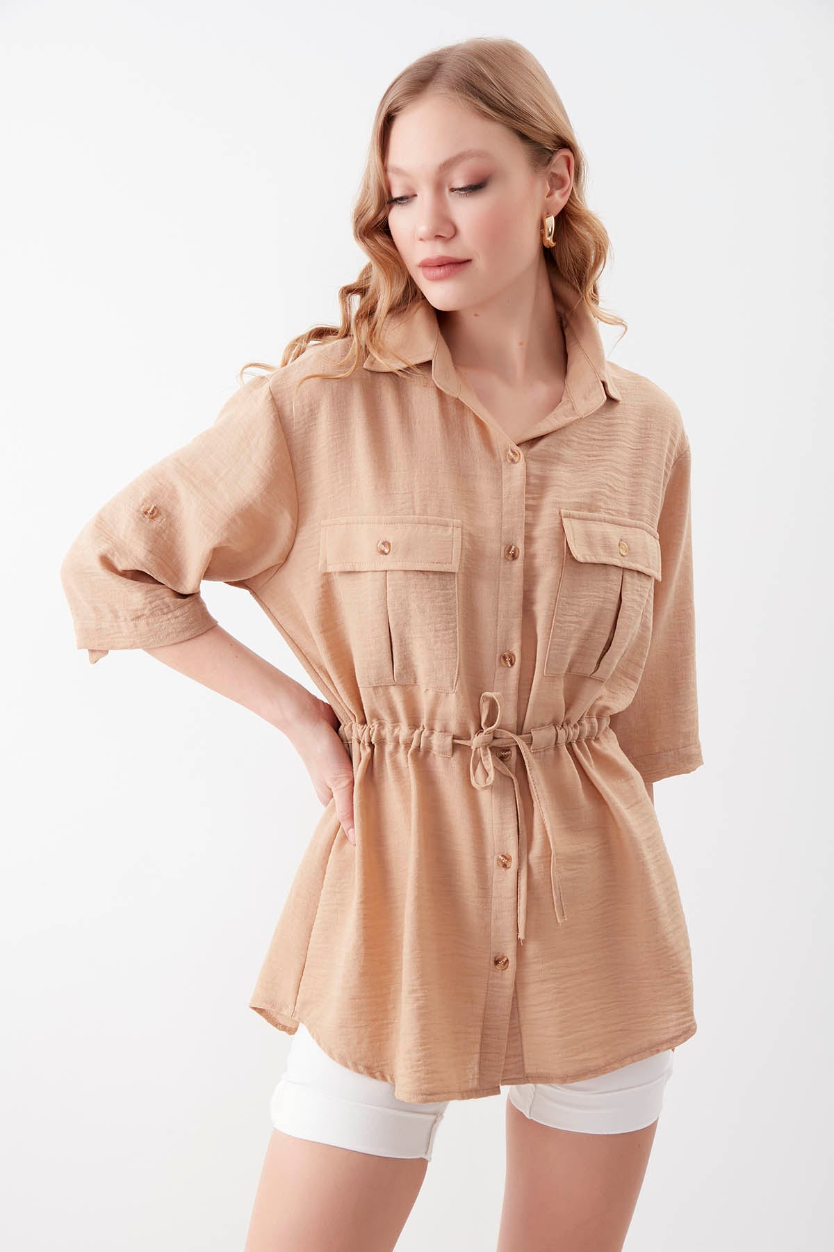 VISCOSE LINEN SHIRT WITH COVER POCKET