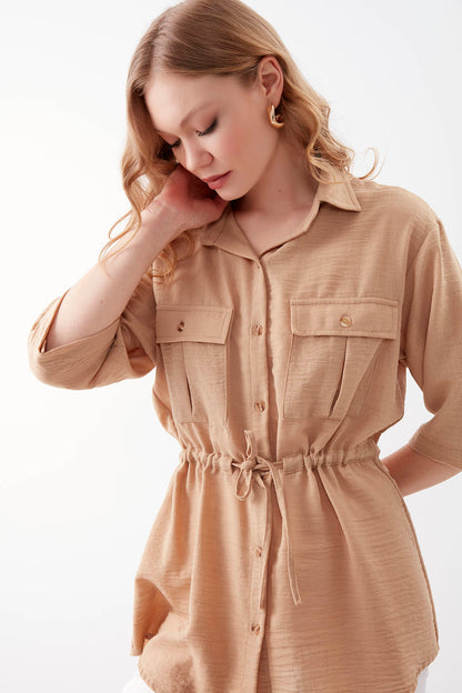 VISCOSE LINEN SHIRT WITH COVER POCKET