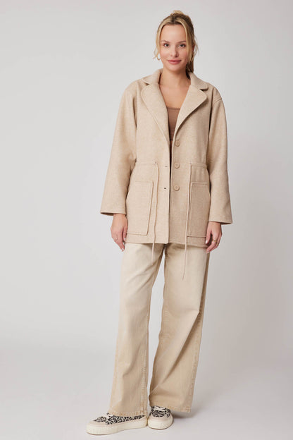 JACKET WITH WAIST-TWISTED FRONT BUTTON POCKET