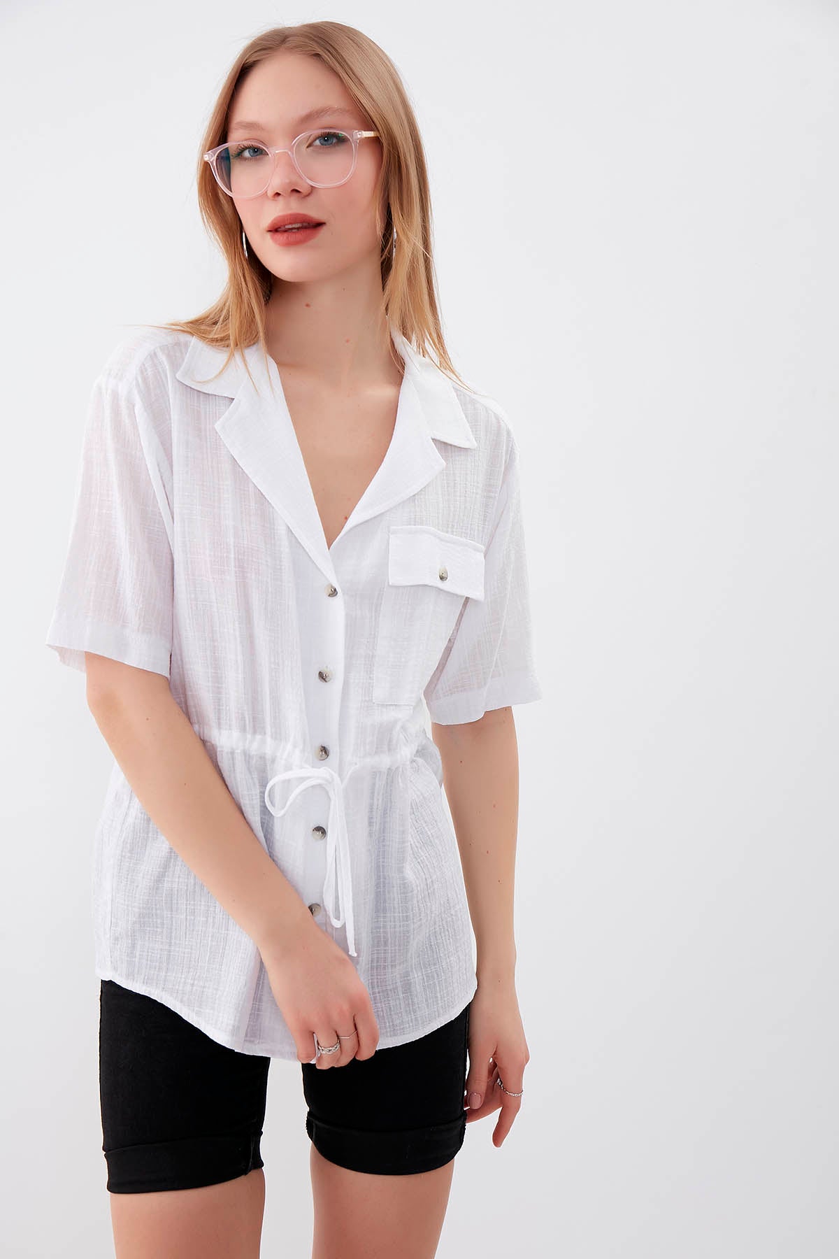 ONE POCKET WITH RUCES VISCOSE LINEN SHIRT