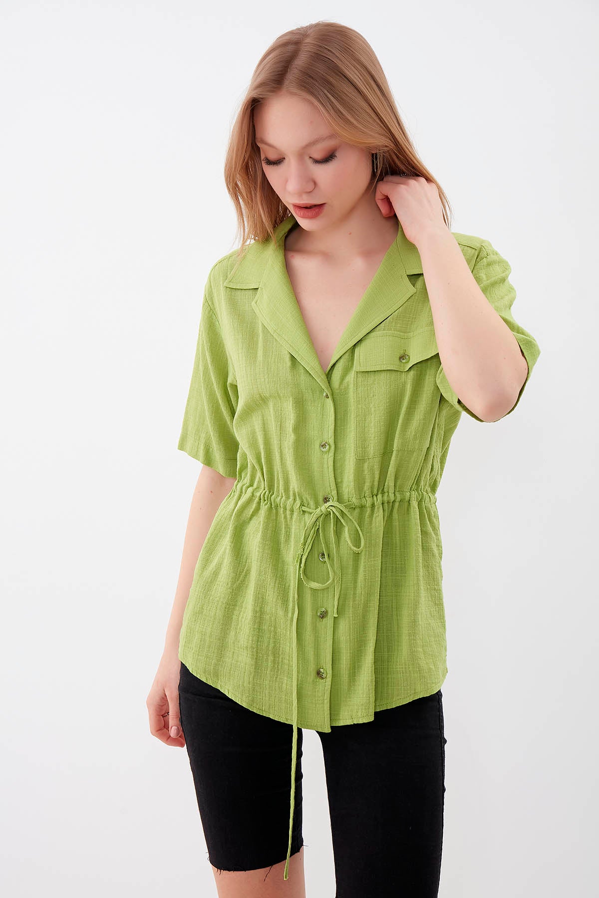 ONE POCKET WITH RUCES VISCOSE LINEN SHIRT