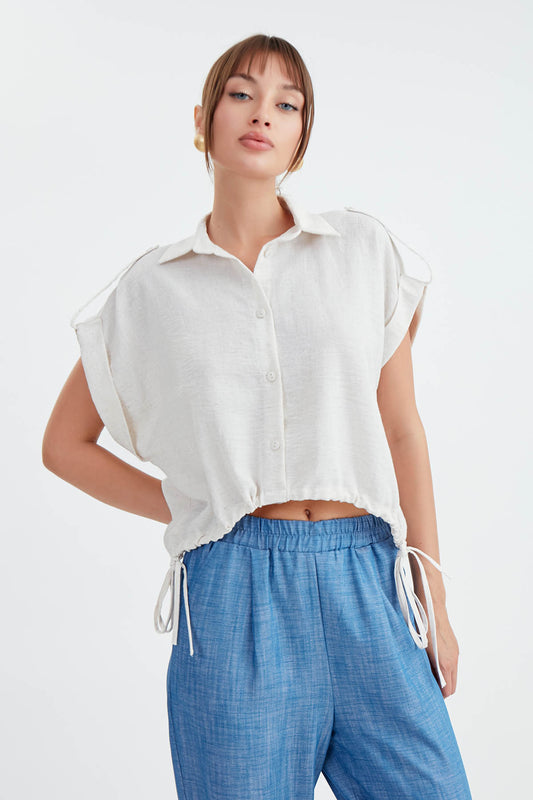 VISCOSE LINEN SHIRT WITH THE WAIST