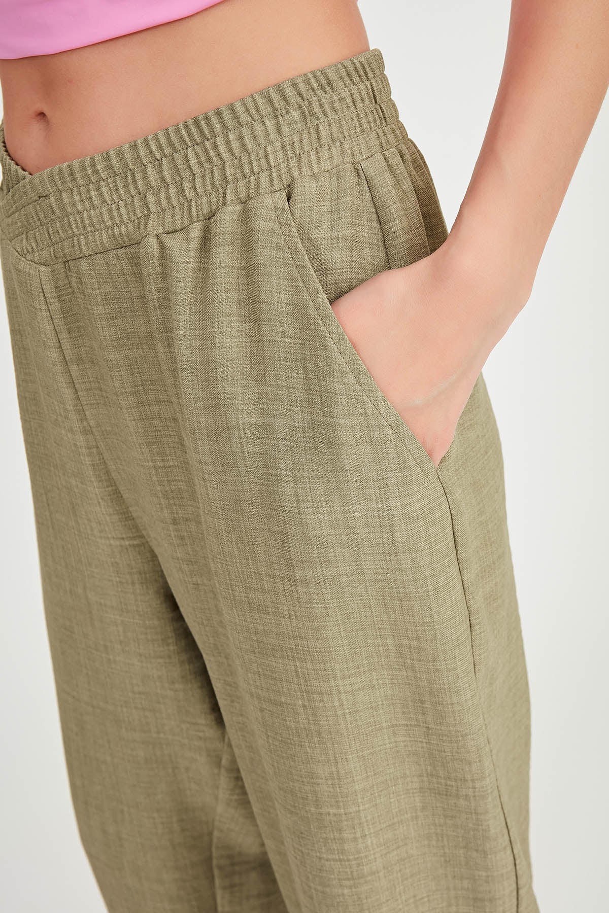 DIAGONAL TROUSERS WITH ELASTANE WAIST
