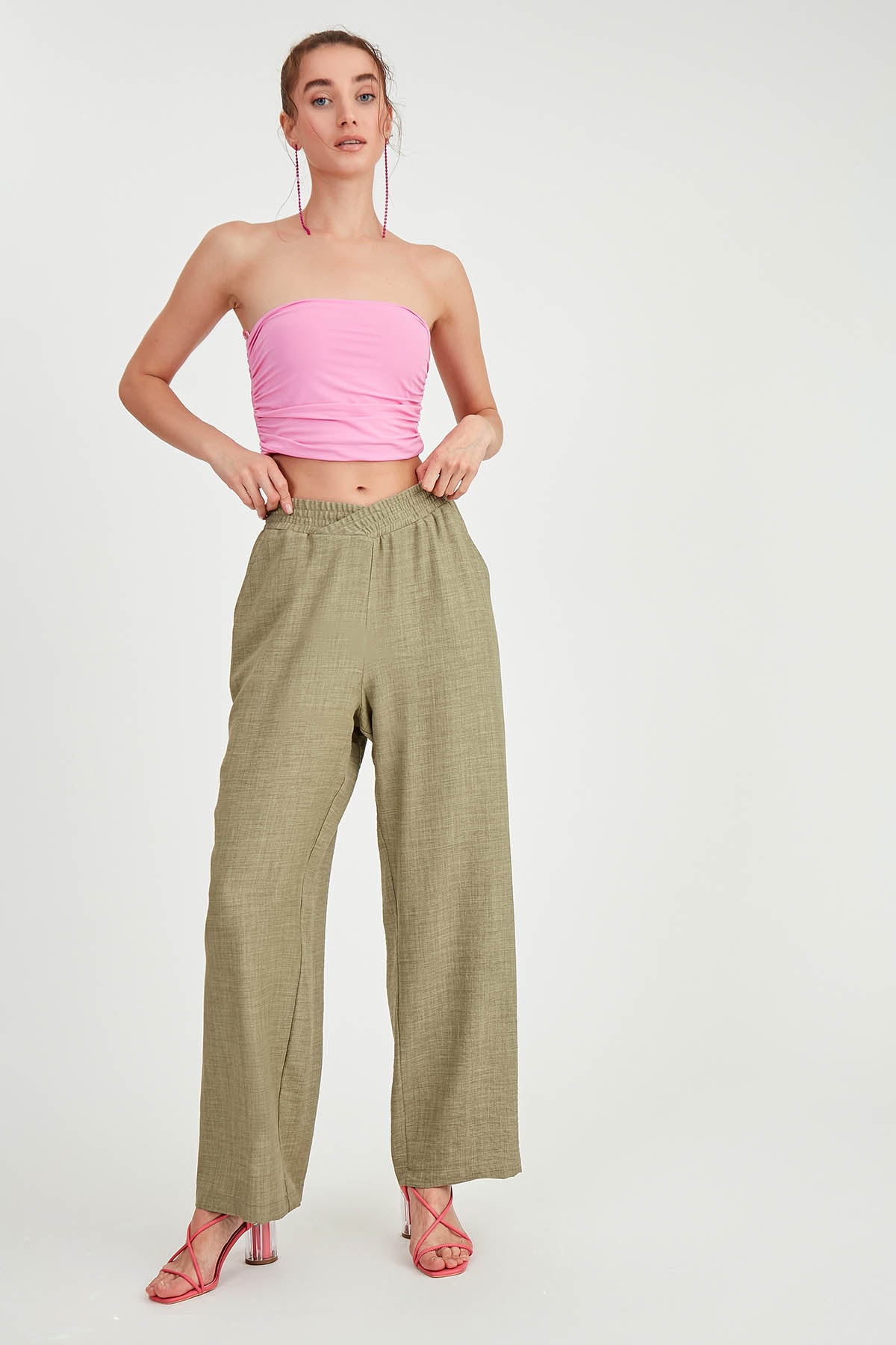 DIAGONAL TROUSERS WITH ELASTANE WAIST