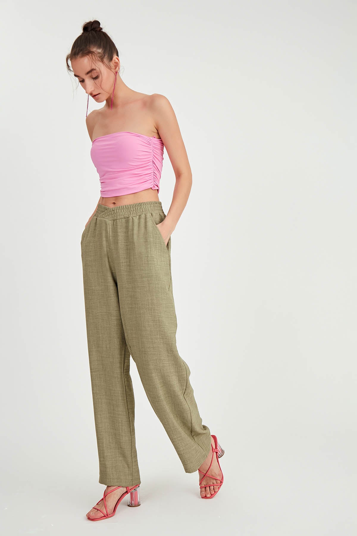 DIAGONAL TROUSERS WITH ELASTANE WAIST