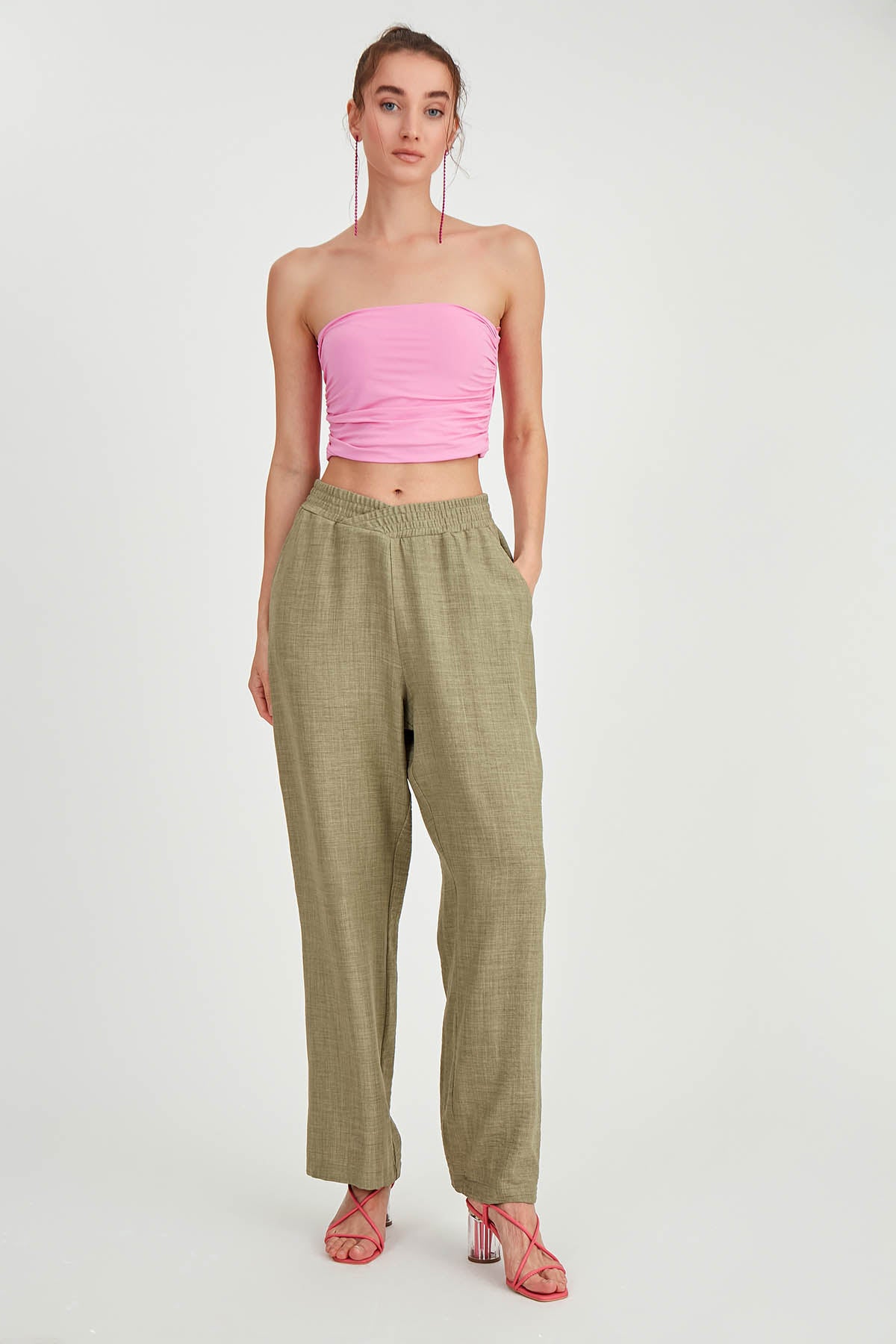 DIAGONAL TROUSERS WITH ELASTANE WAIST