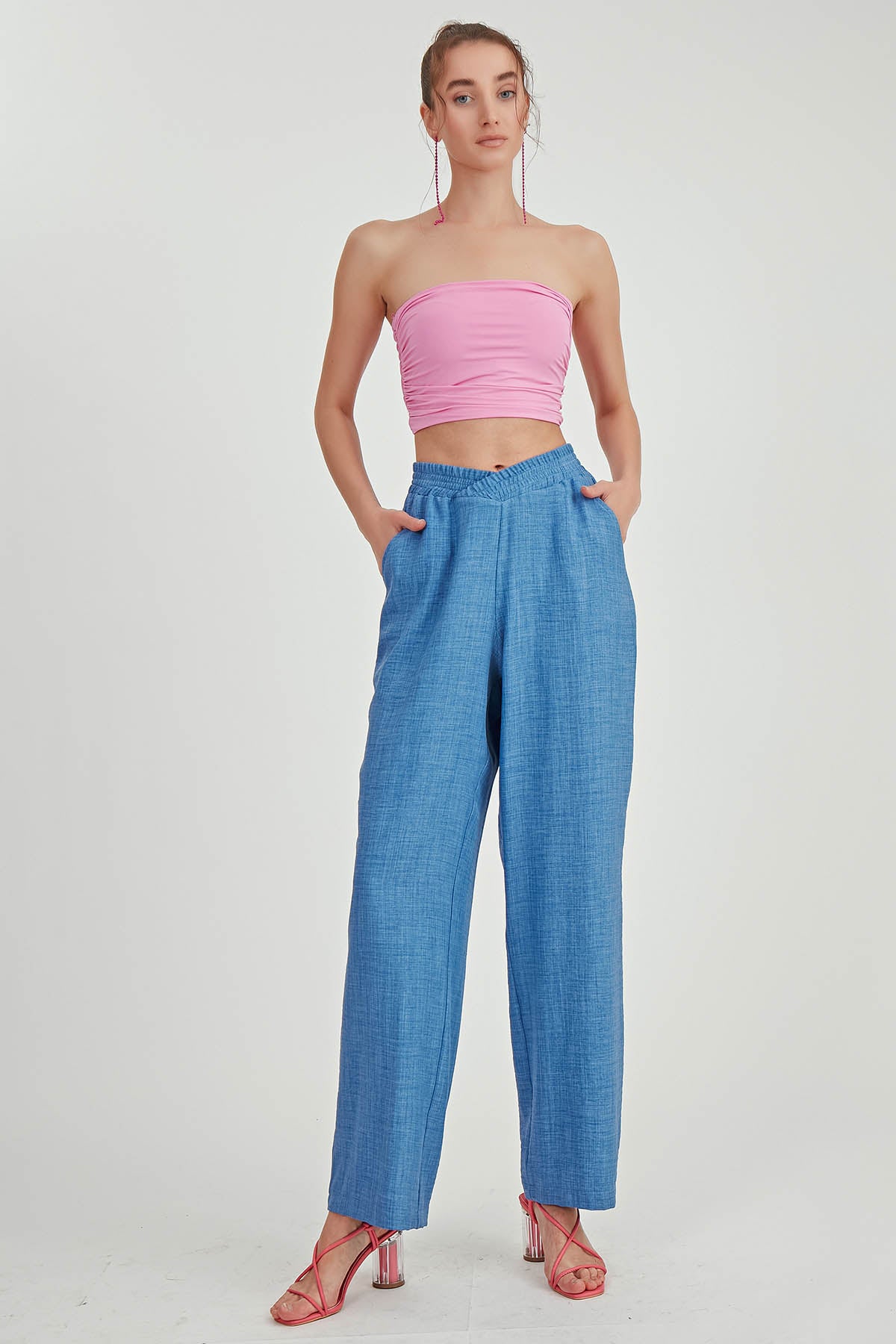DIAGONAL TROUSERS WITH ELASTANE WAIST