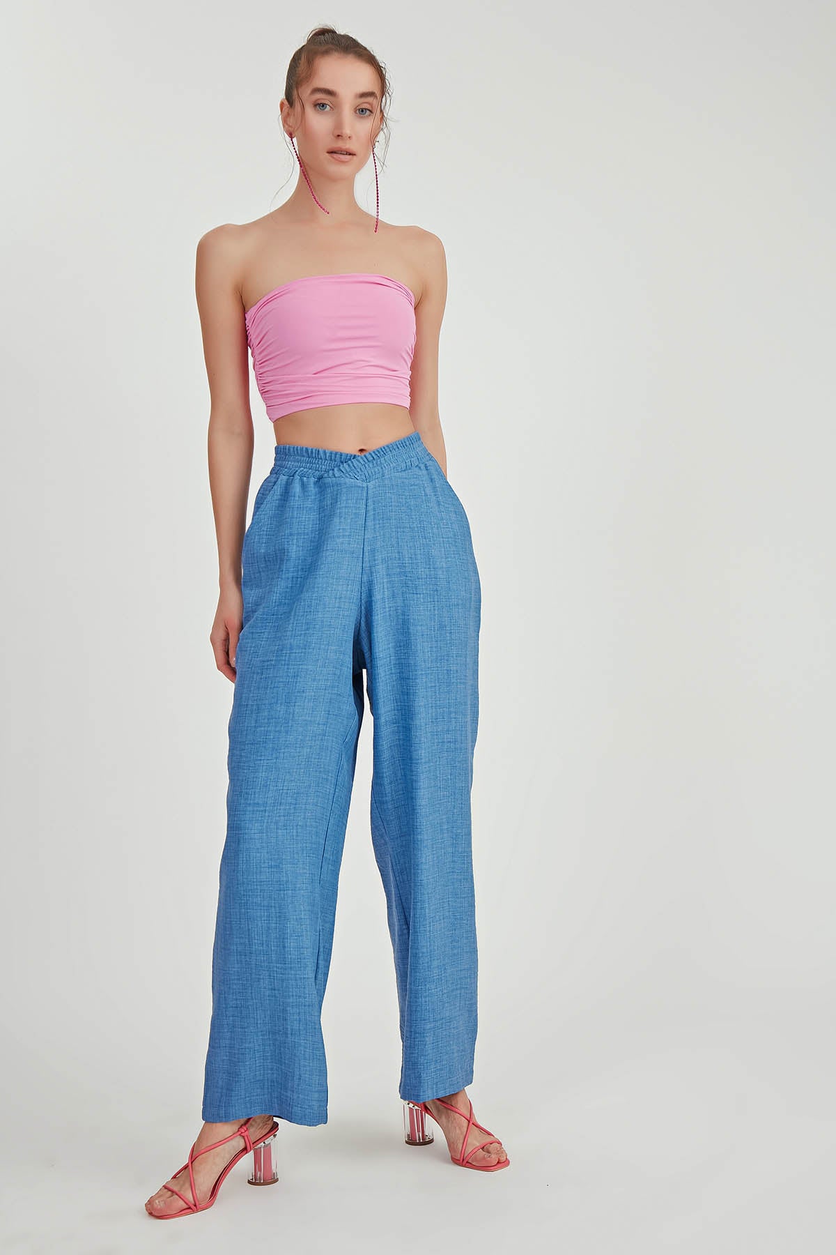 DIAGONAL TROUSERS WITH ELASTANE WAIST
