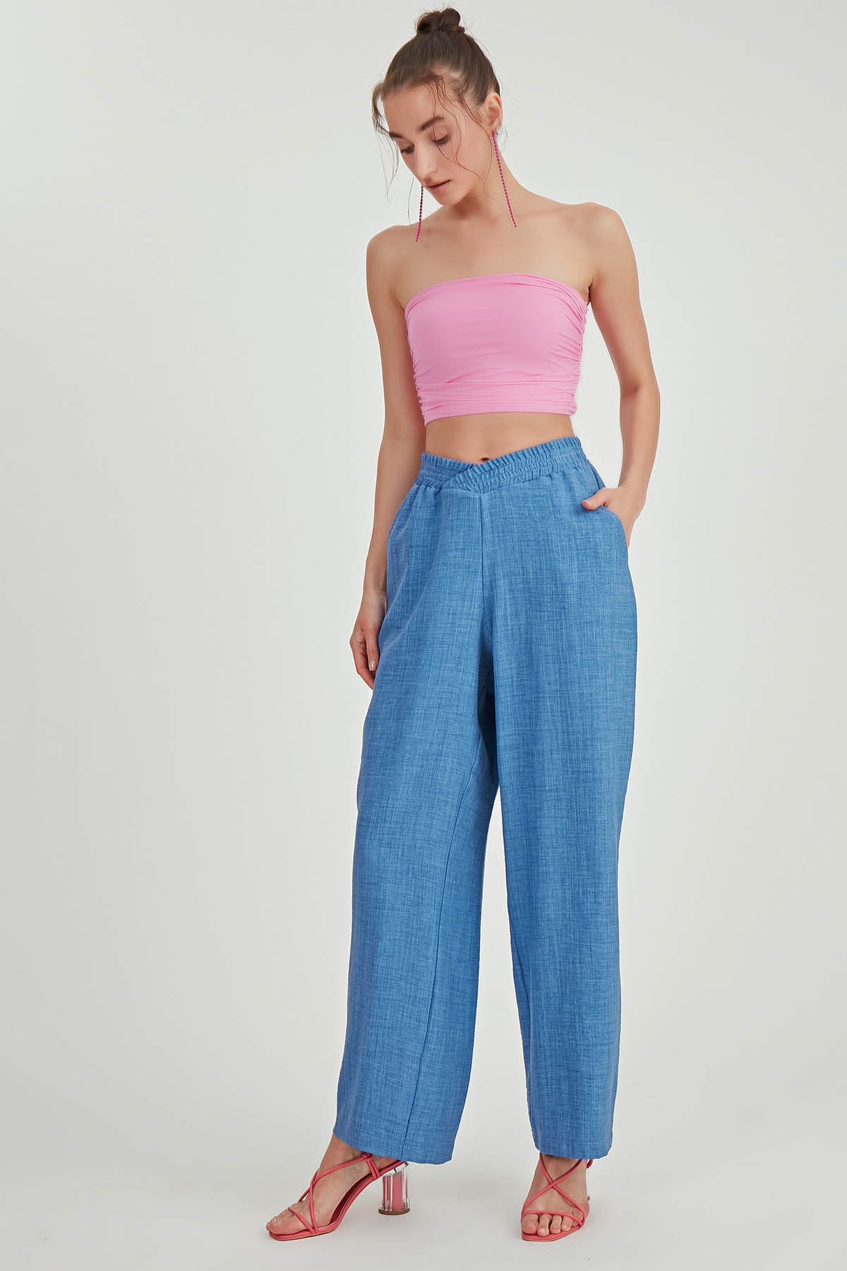 DIAGONAL TROUSERS WITH ELASTANE WAIST