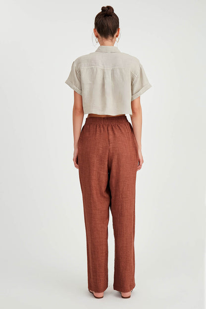 DIAGONAL TROUSERS WITH ELASTANE WAIST