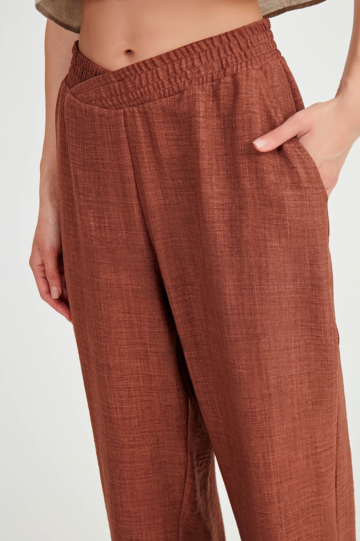 DIAGONAL TROUSERS WITH ELASTANE WAIST