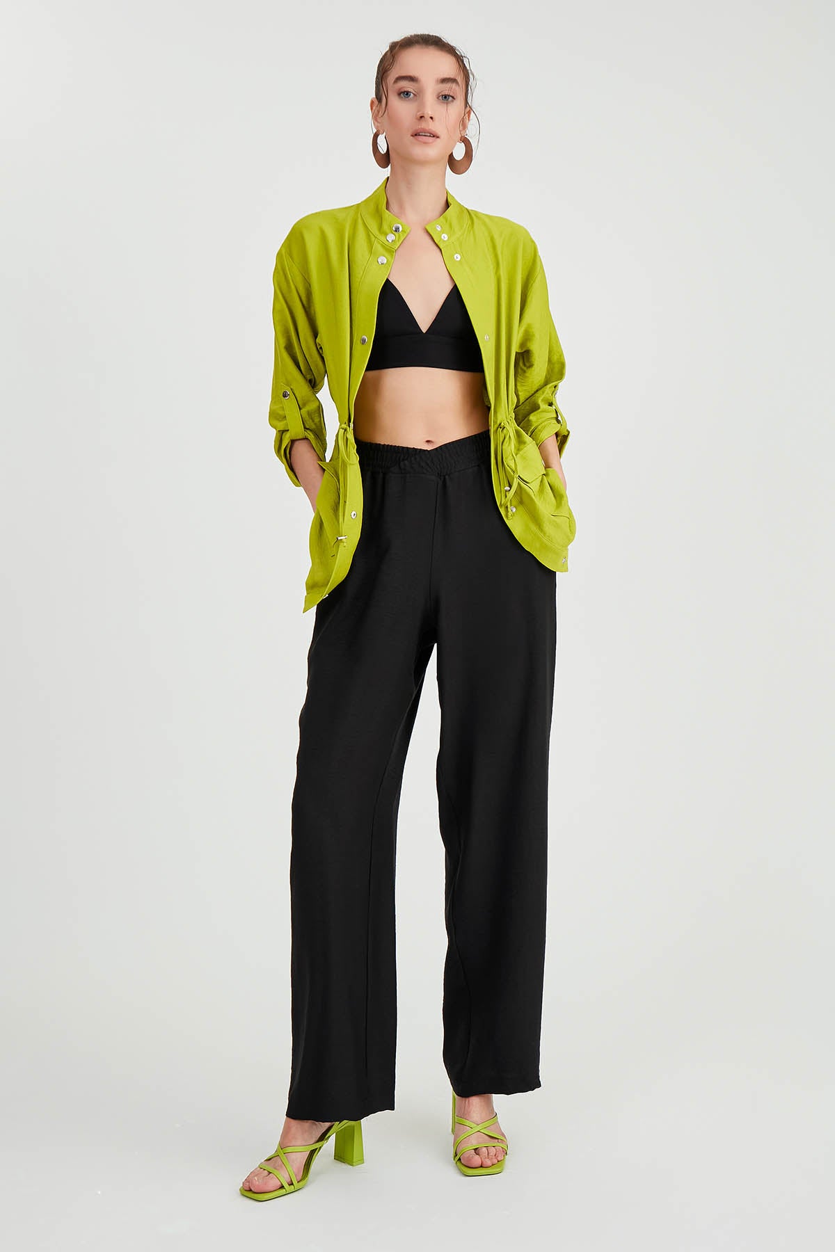 DIAGONAL TROUSERS WITH ELASTANE WAIST