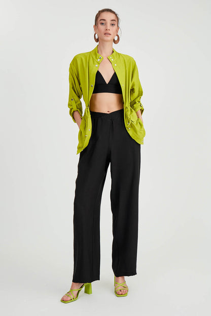 DIAGONAL TROUSERS WITH ELASTANE WAIST