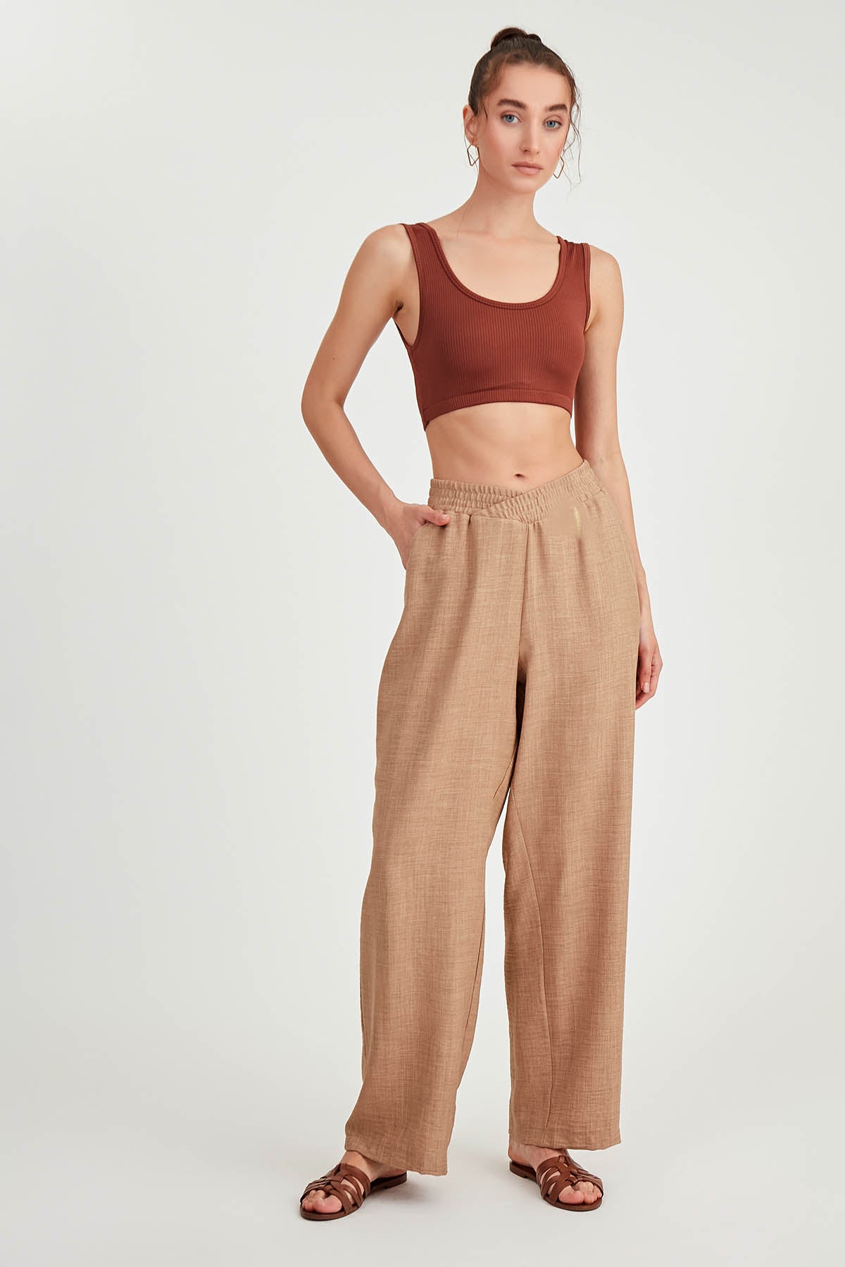 DIAGONAL TROUSERS WITH ELASTANE WAIST