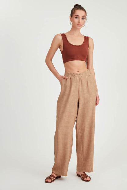 DIAGONAL TROUSERS WITH ELASTANE WAIST