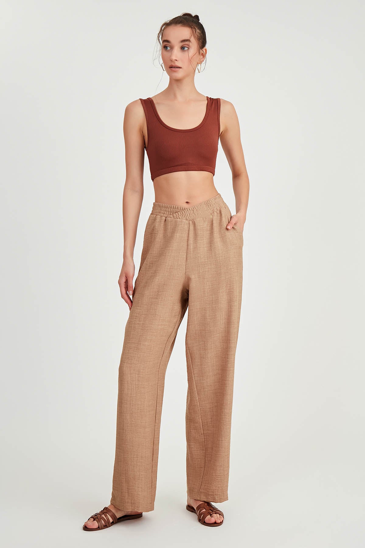 DIAGONAL TROUSERS WITH ELASTANE WAIST