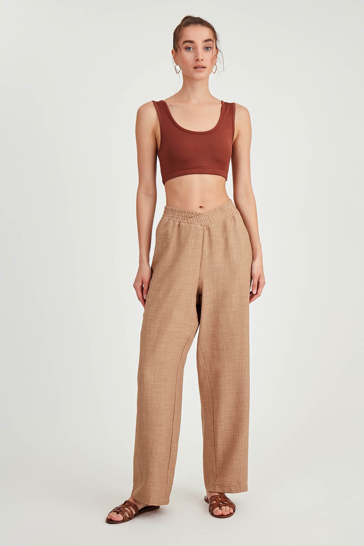 DIAGONAL TROUSERS WITH ELASTANE WAIST