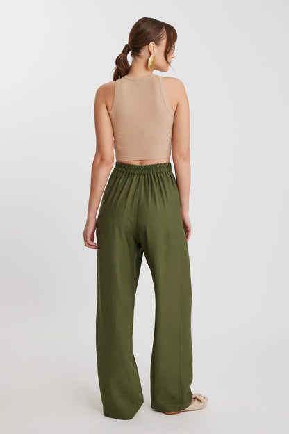 PLEATED TROUSERS WITH ETHNIC PATTERNED WAIST
