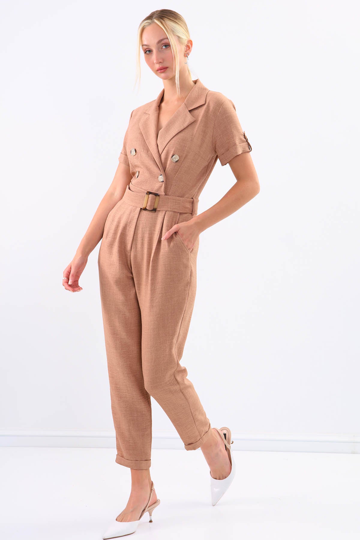 DUAL POCKET OVERALLS WITH BELT ARCHES