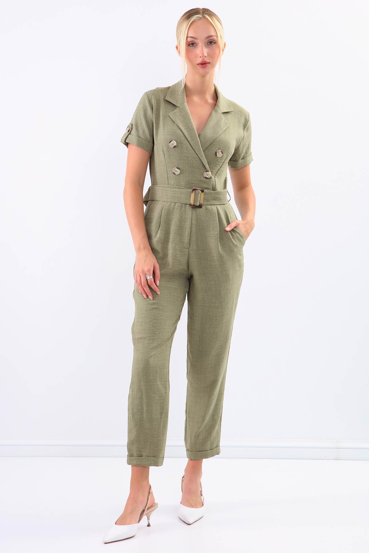 DUAL POCKET OVERALLS WITH BELT ARCHES