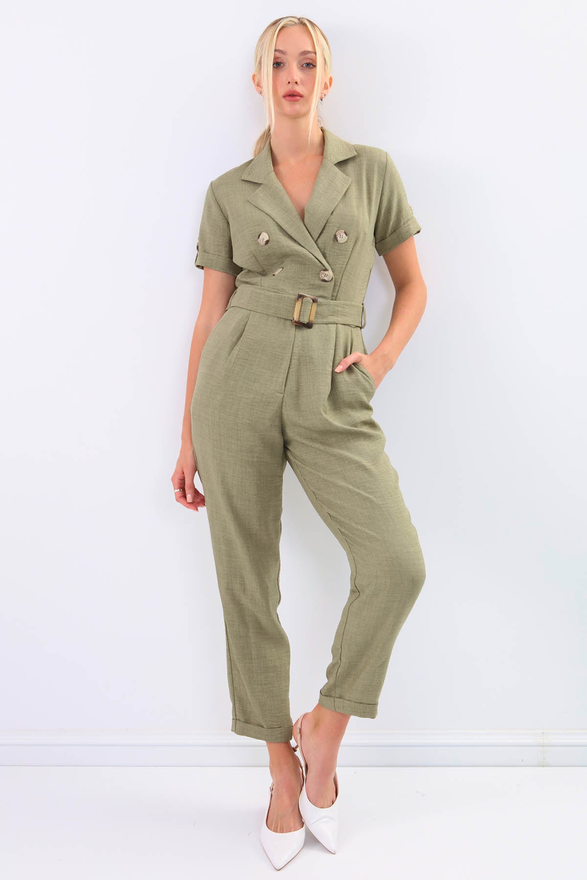 DUAL POCKET OVERALLS WITH BELT ARCHES