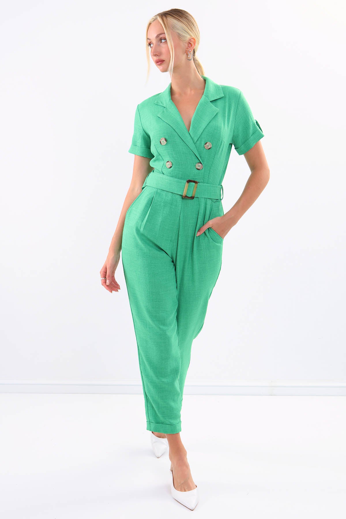 DUAL POCKET OVERALLS WITH BELT ARCHES