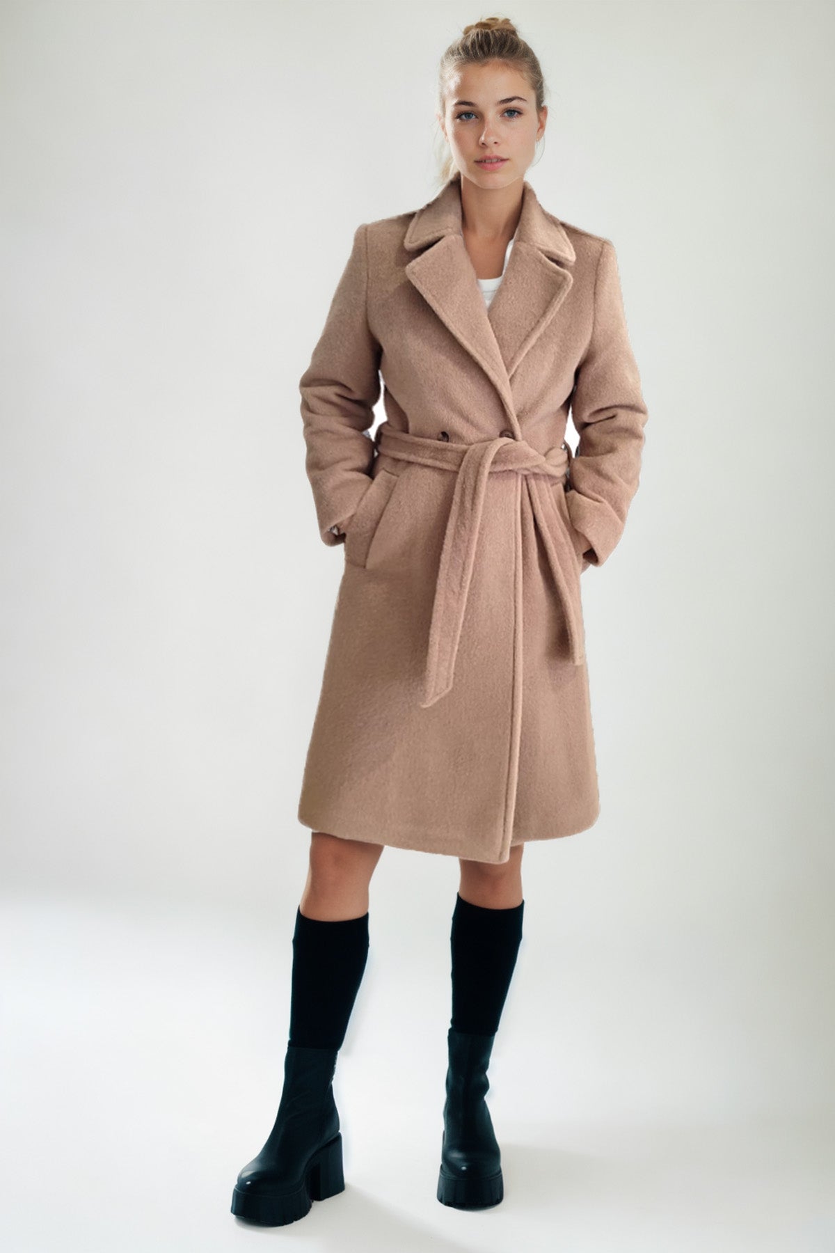 LONG JACKET WITH BELT BUTTONS