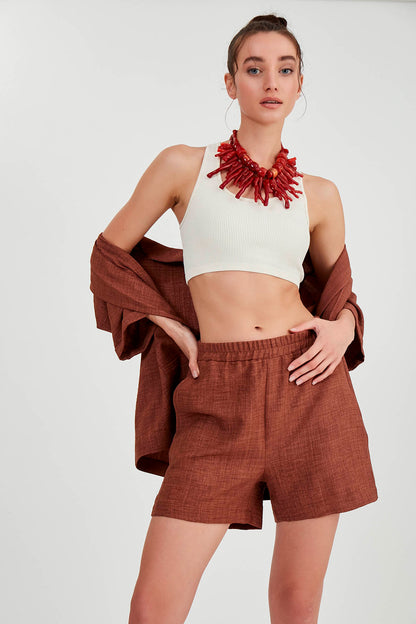 SHORTS WITH POCKET & ELASTANE WAIST