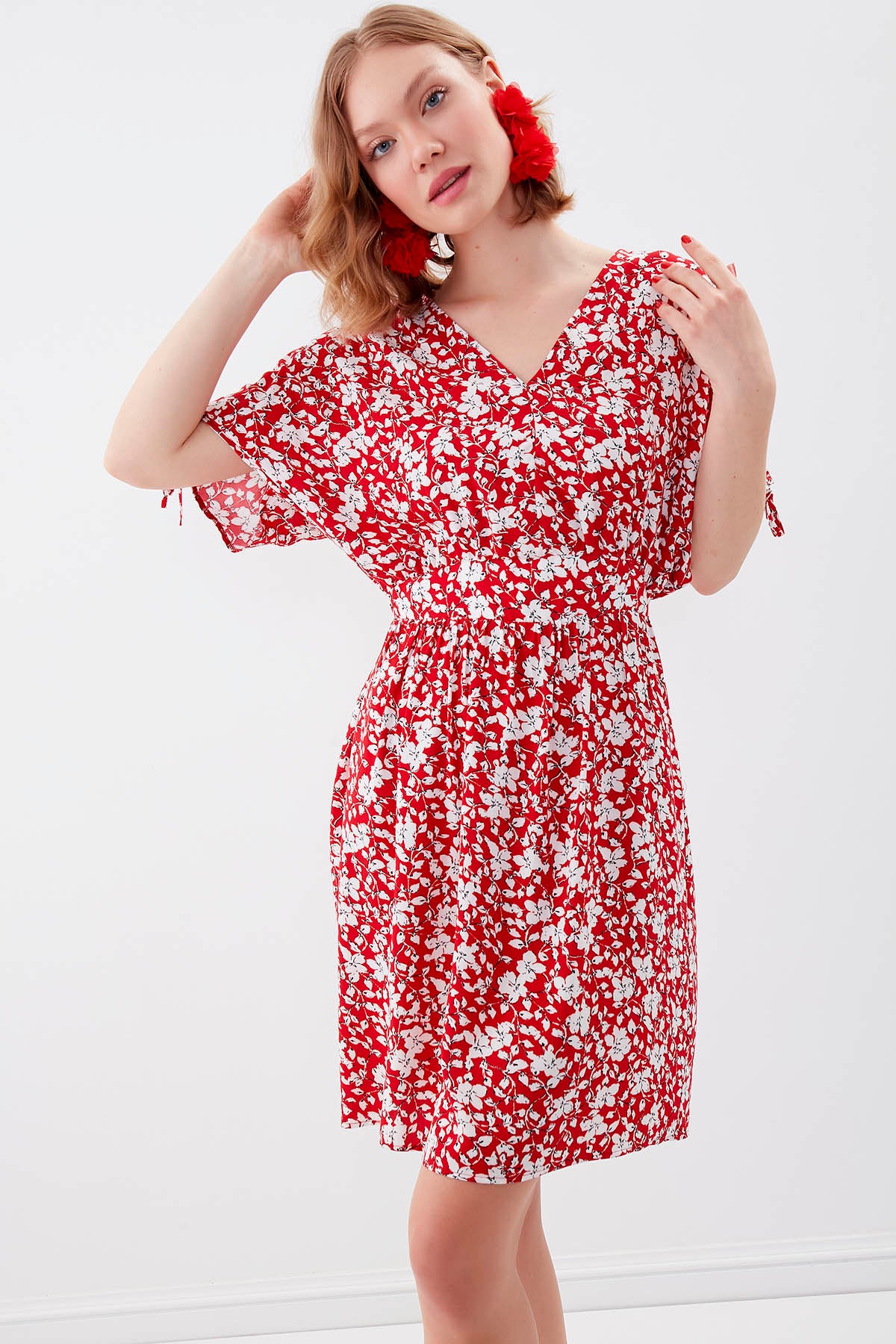 FLORAL DRESS WITH ELASTANE WAIST