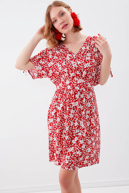 FLORAL DRESS WITH ELASTANE WAIST