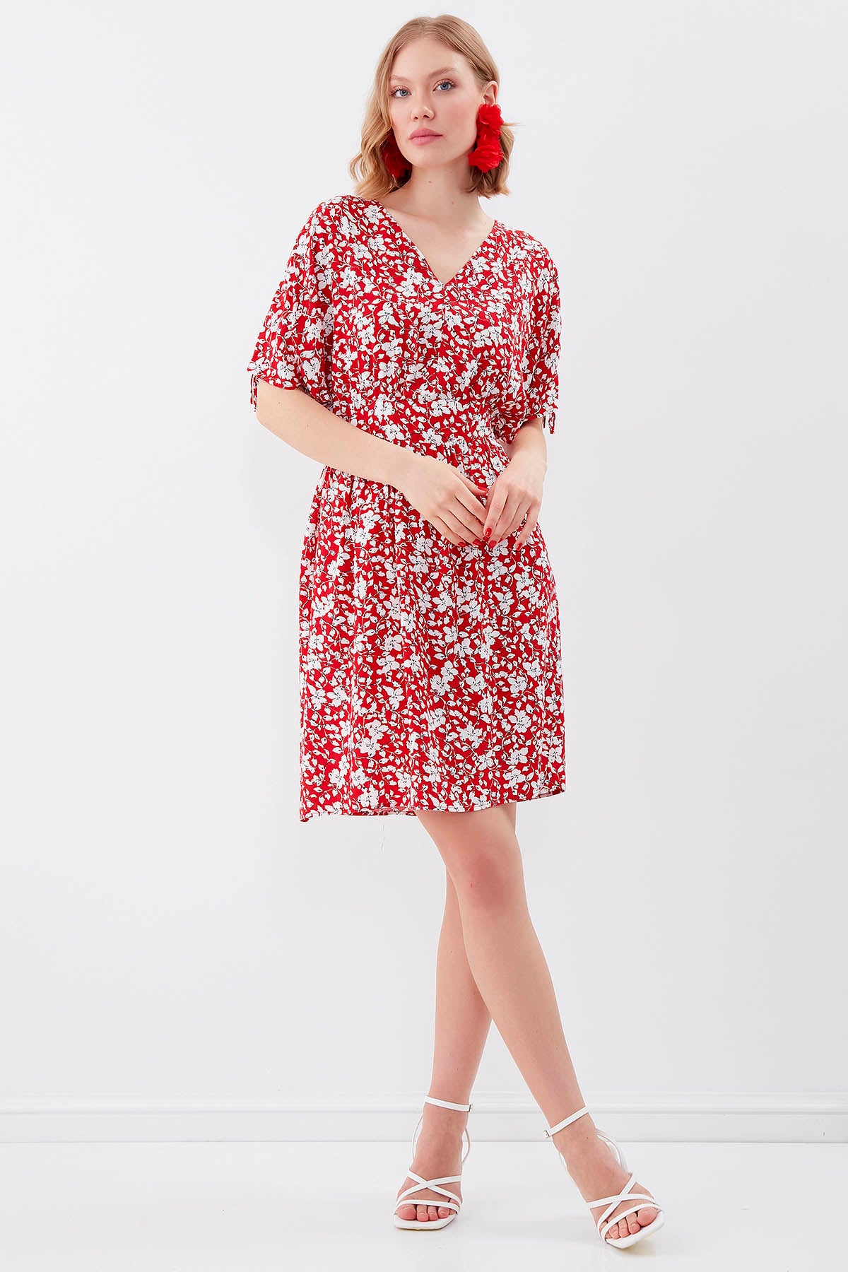 FLORAL DRESS WITH ELASTANE WAIST