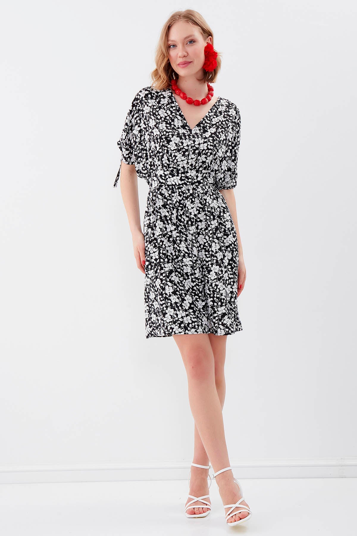 FLORAL DRESS WITH ELASTANE WAIST