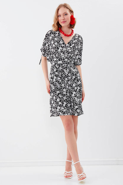 FLORAL DRESS WITH ELASTANE WAIST