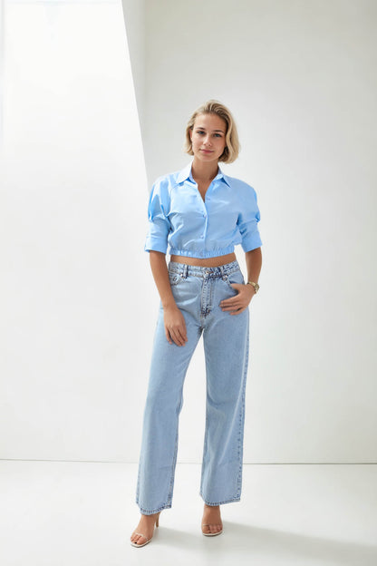 CROP SHIRT WITH ELASTANE WAIST