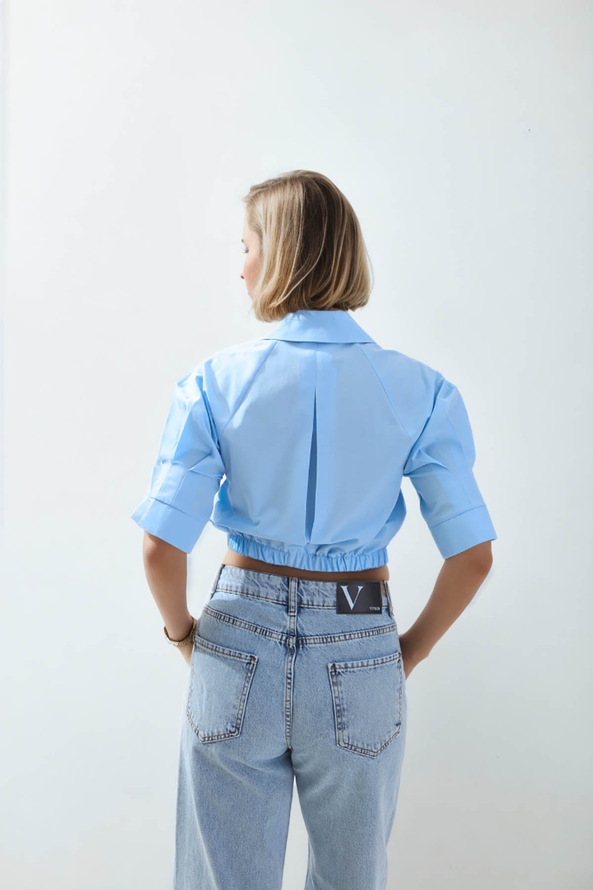 CROP SHIRT WITH ELASTANE WAIST
