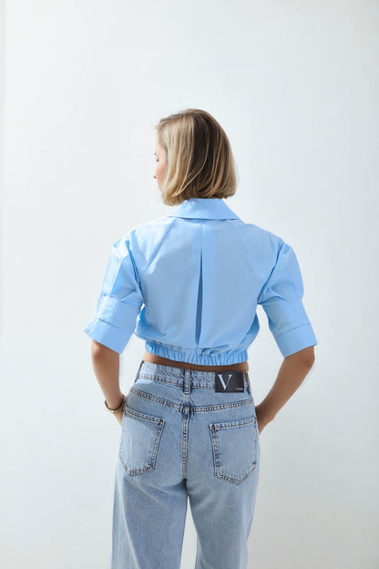 CROP SHIRT WITH ELASTANE WAIST
